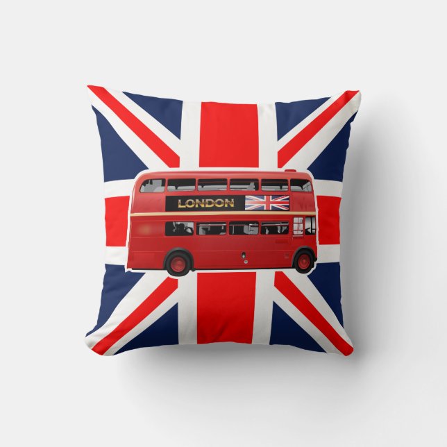 Cojín Decorativo El autobús del rojo de Londres (Anverso)