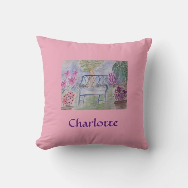 Cojín Decorativo El banco de verano personalizado (Anverso)