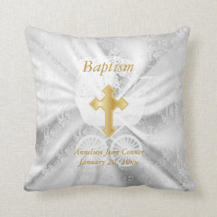 Cojín Decorativo El bautismo de los bebés en el satén blanco