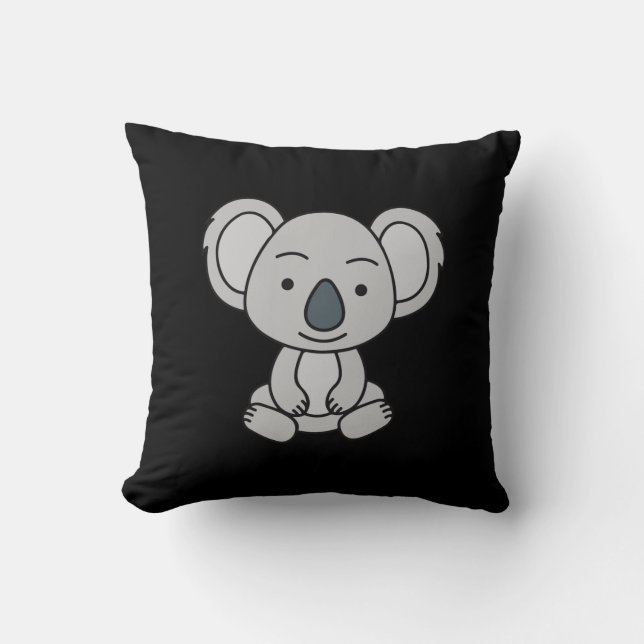 Cojín Decorativo El Bebé Corto Koala Con Una Sonrisa Sentada (Anverso)