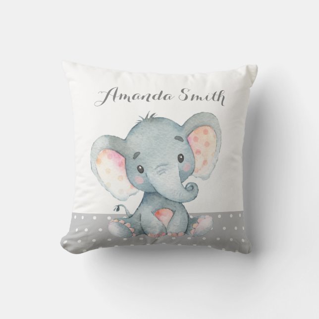 Cojín Decorativo El bebé elefante gris (Anverso)