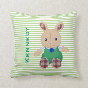 Cojín Decorativo El bebé embroma el monograma personalizado conejo