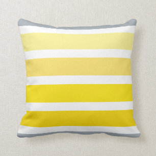 Cojín Decorativo El blanco gris amarillo limón raya el modelo
