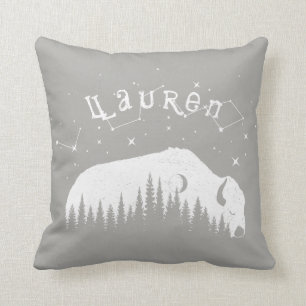 Cojín Decorativo El blanco gris del búfalo conocido del bisonte