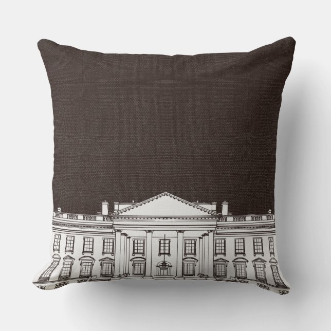Cojín Decorativo El blanco y marrón de Washington DC El Whitehouse (Anverso)