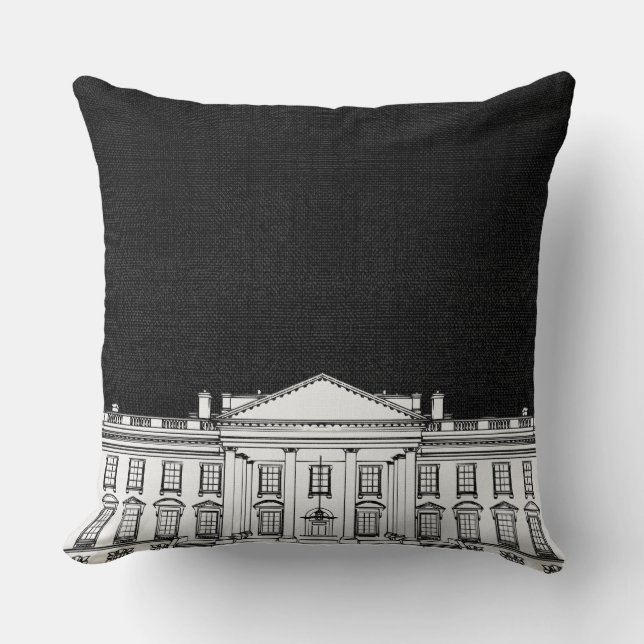 Cojín Decorativo El blanco y negro Washington DC La Casa Blanca (Anverso)