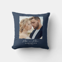 Cojín Decorativo El boda de fotografía moderno personalizó al Sr. y