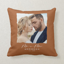 Cojín Decorativo El boda de fotografía moderno personalizó al Sr. y