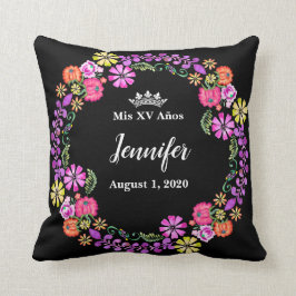 Cojín Decorativo El bordado mexicano Mi XV Recuerdo 16" Pillow