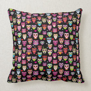 Cojín Decorativo el búho colorido lindo embroma el modelo