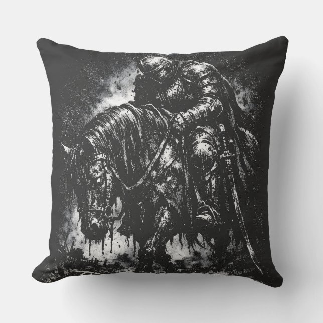 Cojín Decorativo El Caballero Caído por BurnsInHell (Anverso)