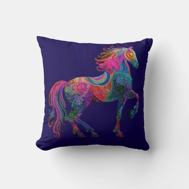 Cojín Decorativo El Caballo Bordado (Anverso)