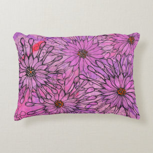 Cojín Decorativo El Cabo Daisy Africano Daisies Flores Rosadas Arte