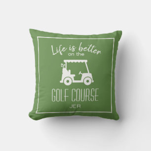 Cojín Decorativo El campo de golf del golfista La vida es mejor ver