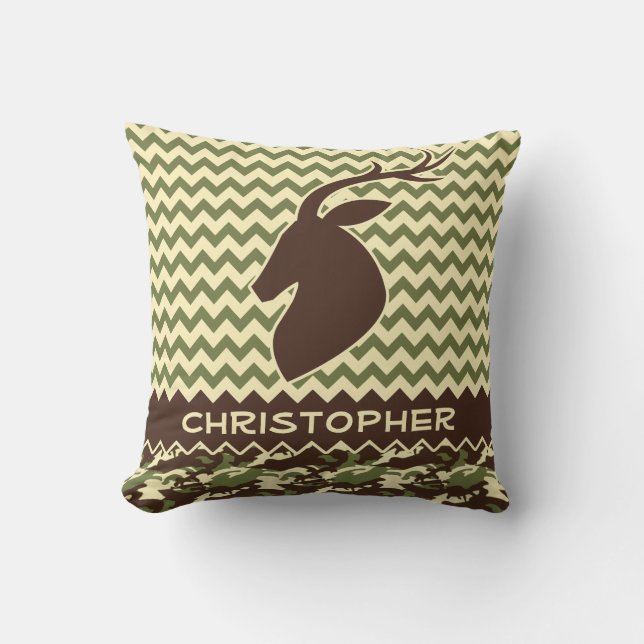 Cojín Decorativo El camuflaje del dólar de los ciervos de Chevron (Anverso)