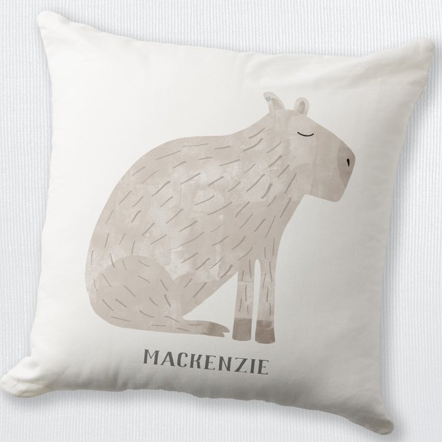 Cojín Decorativo El capibara personalizado (Personalized name capybara throw pillow for animal lovers)