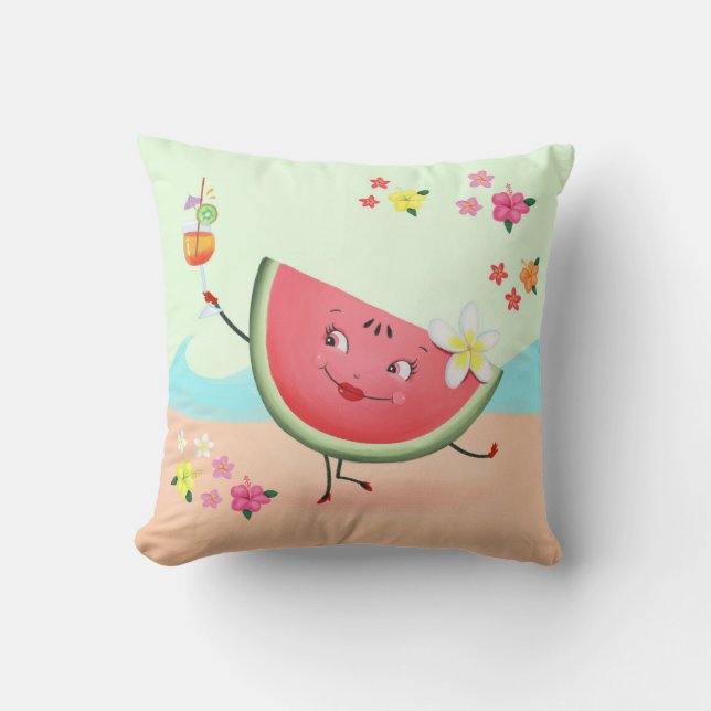 Cojín Decorativo El carácter y la playa de la sandía dulce (Anverso)