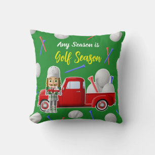 Cojín Decorativo El cazador de nueces de Golfer con un pequeño cami