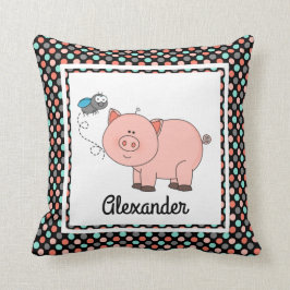 Cojín Decorativo El cerdo lindo en colores negros de w, personaliza