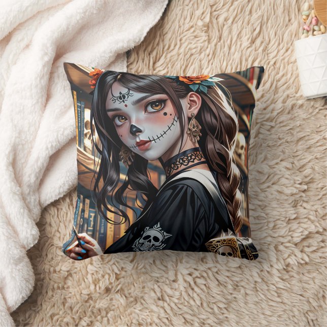 Cojín Decorativo El Chica del cráneo Kawaii Anime 03 (Manta)