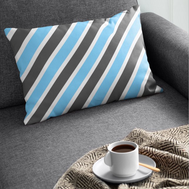 Cojín Decorativo El cielo moderno azul y las franjas grises oscuras (Subido por el creador)