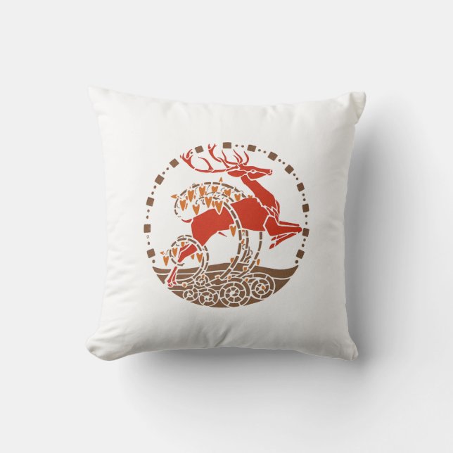 Cojín Decorativo El ciervo Art Deco en círculo (Anverso)