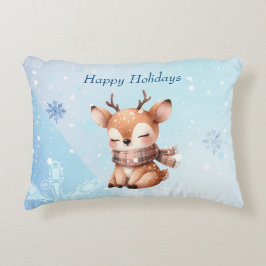 Cojín Decorativo El ciervo Personalizado lindo en la nieve