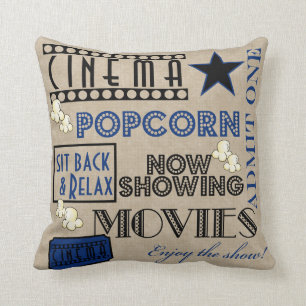 Cojín Decorativo El cine del cine admite un boleto Almohada-azul