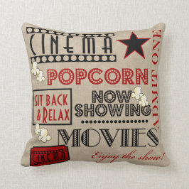 Cojín Decorativo El cine del cine admite un boleto Almohada-rojo