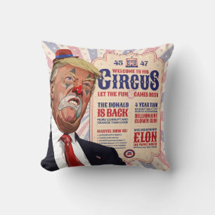 Cojín Decorativo El circo de Trump con un póster vintage