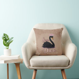Cojín Decorativo El cisne negro, reina del agua.