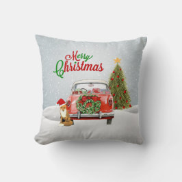 Cojín Decorativo El coche del vintage parqueó por sitti del árbol