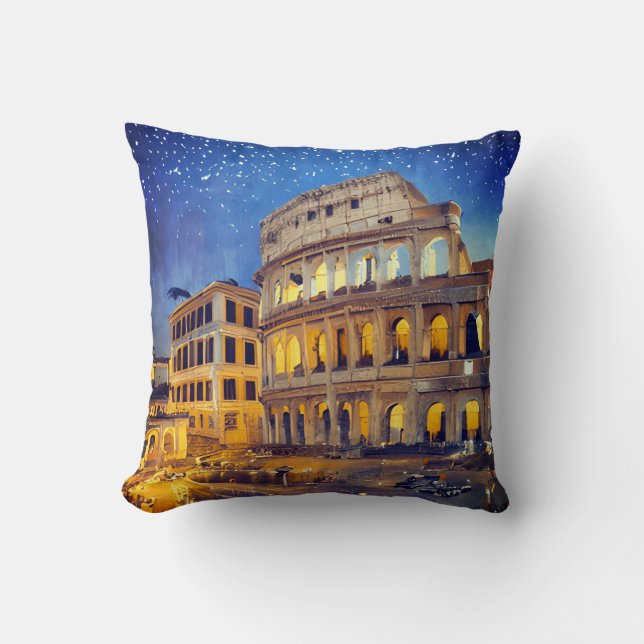 Cojín Decorativo El Coliseo de Roma de noche (Anverso)