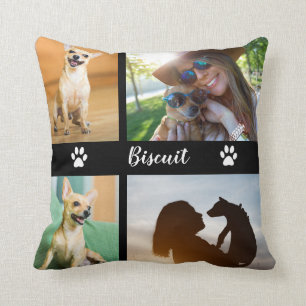Cojín Decorativo El collage del perro de 4 fotos con la pata