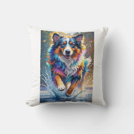 Cojín Decorativo El colorido gigante feliz perro divertido, chispor