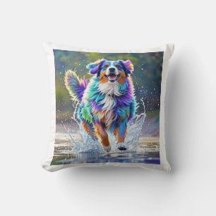 Cojín Decorativo El colorido gigante feliz perro divertido, chispor