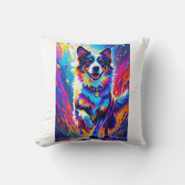 Cojín Decorativo El colorido gigante feliz perro divertido, chispor