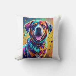 Cojín Decorativo El colorido gigante feliz perro divertido, chispor