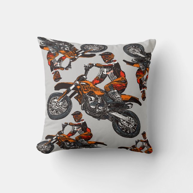 Cojín Decorativo El competir con de la motocicleta (Anverso)