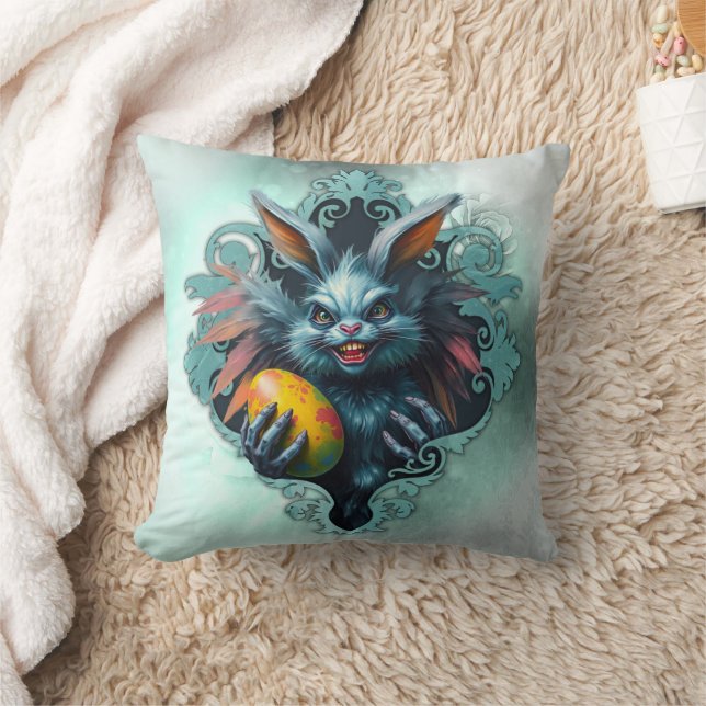 Cojín Decorativo El conejo espeluznante de Pascua (Manta)