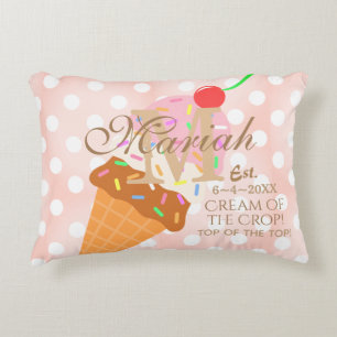 Cojín Decorativo El cono de helado con asperja, cereza en el top