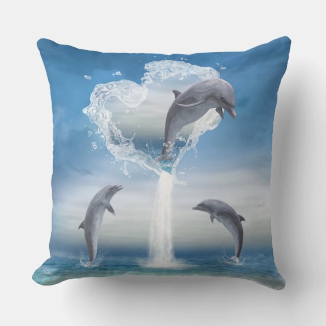 Cojín Decorativo El Corazón De Los Delfines (Anverso)
