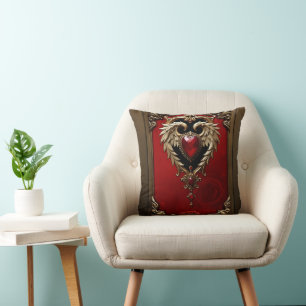 Cojín Decorativo El corazón gótico del fuego y el oro