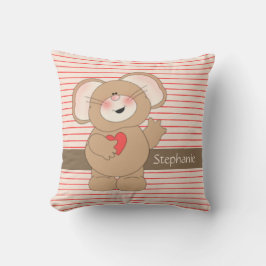 Cojín Decorativo El corazón lindo del ratón w en telas a rayas,