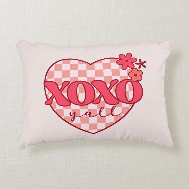 Cojín Decorativo El corazón rosado Xoxo abrazos y besos (Anverso)