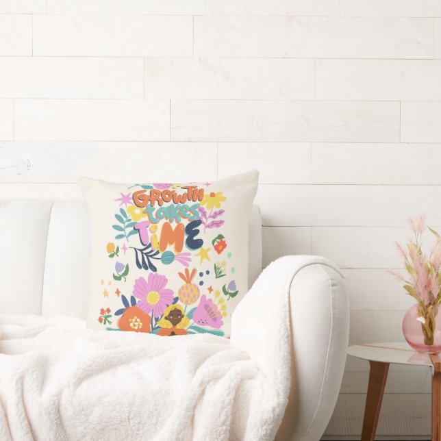 Cojín Decorativo El Crecimiento Lleva Tiempo - Meditación Floral In (Sofá)
