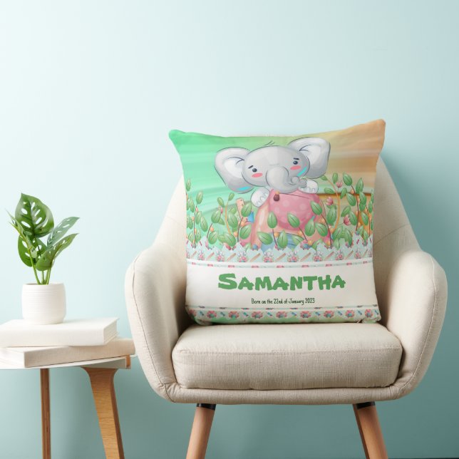 Cojín Decorativo El cubo del Elefante Aventurístico con texto edita (Silla)