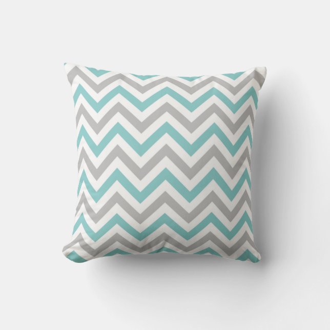 Cojín decorativo el | de Chevron {aguamarina y (Anverso)
