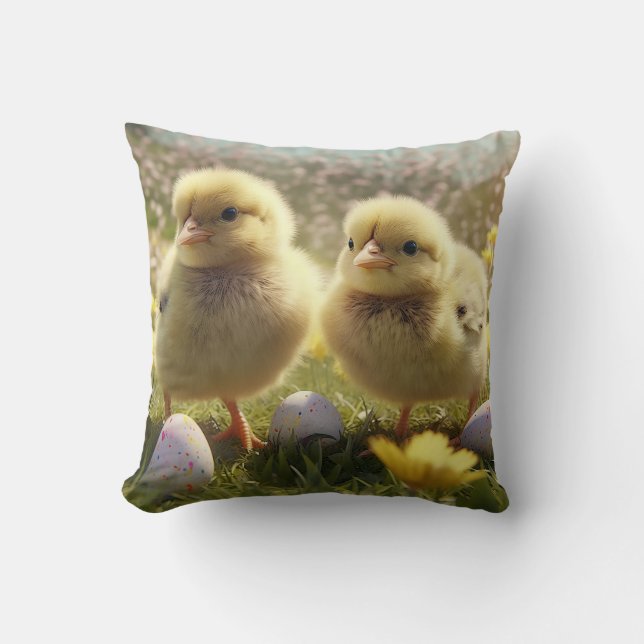 Cojín Decorativo El Delight de la Primavera - Pollitos adorables fe (Anverso)
