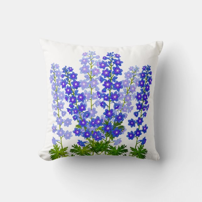Cojín Decorativo El Delphinium azul Larkspur del jardín florece M (Anverso)